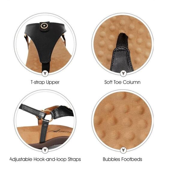 Athlefit Women's Orthopedic Sandals Thong T-Strap Casual Arch Support Sz 9.5 - Picture 11 of 13